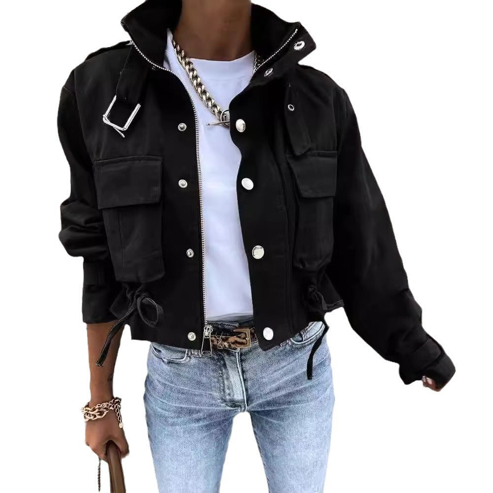 Veste courte femme – Coupe décontractée – Imprimé audacieux – Ourlet ajustable