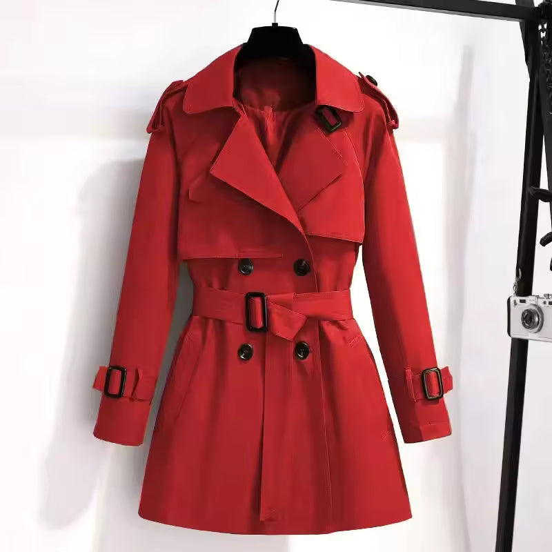 Trench femme – Coupe cintrée – Style officier – Coton – Ceinture ajustable