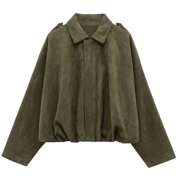 Blouson femme – Coupe courte – Col à revers – Fermeture zippée – Ourlet élastique