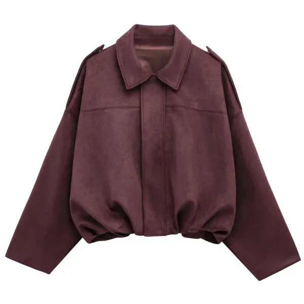 Blouson femme – Coupe courte – Col à revers – Fermeture zippée – Ourlet élastique