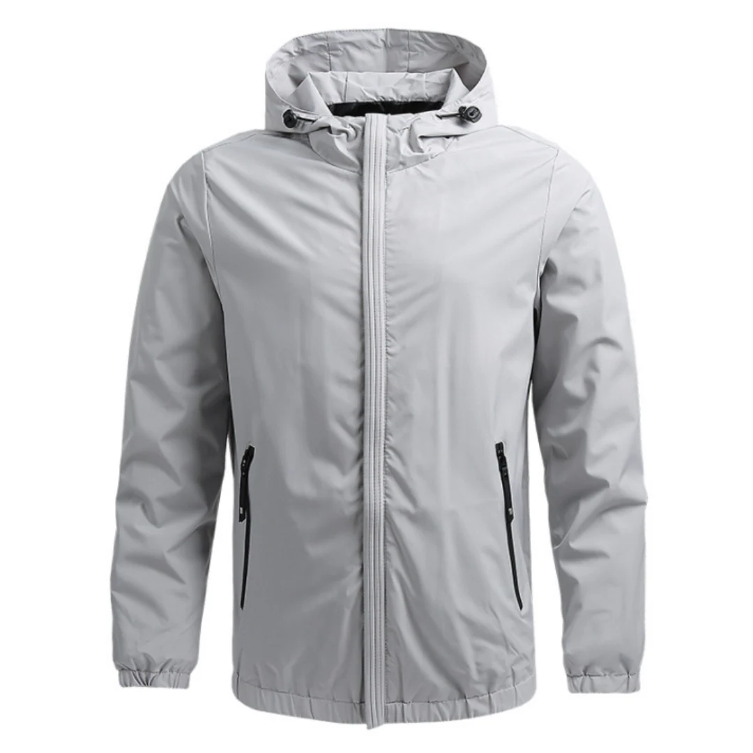 Veste à capuche homme – Coupe régulière – Tissu léger coupe-vent – Usage extérieur