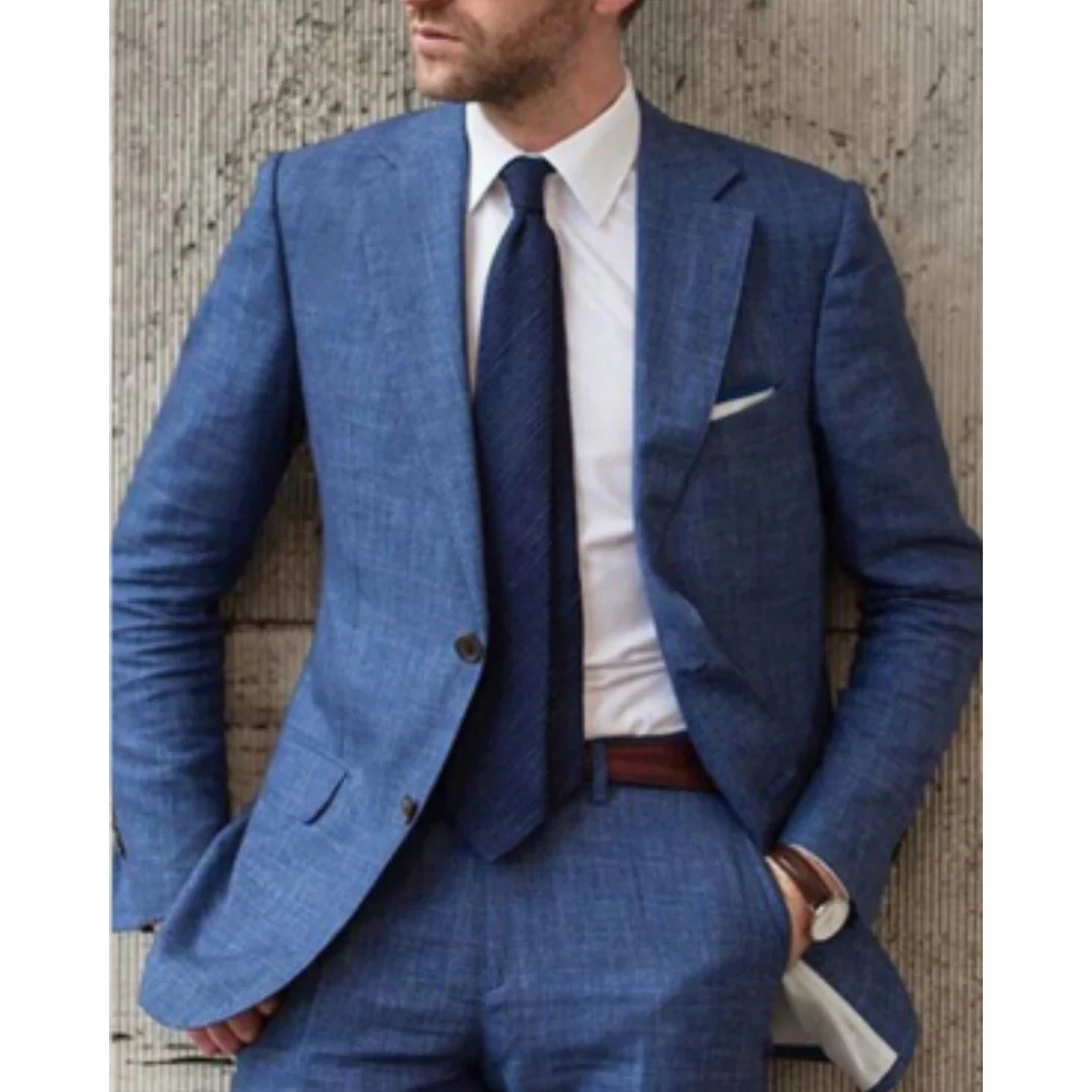 Blazer homme – Coupe slim – Effet laine – Revers crantés – Deux boutons