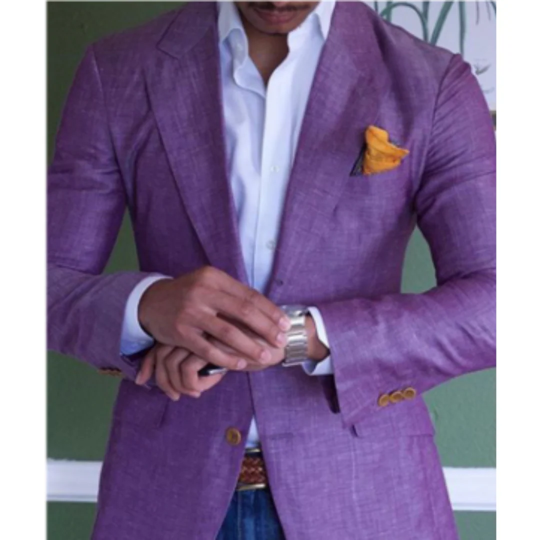 Blazer homme – Coupe slim – Effet laine – Revers crantés – Deux boutons