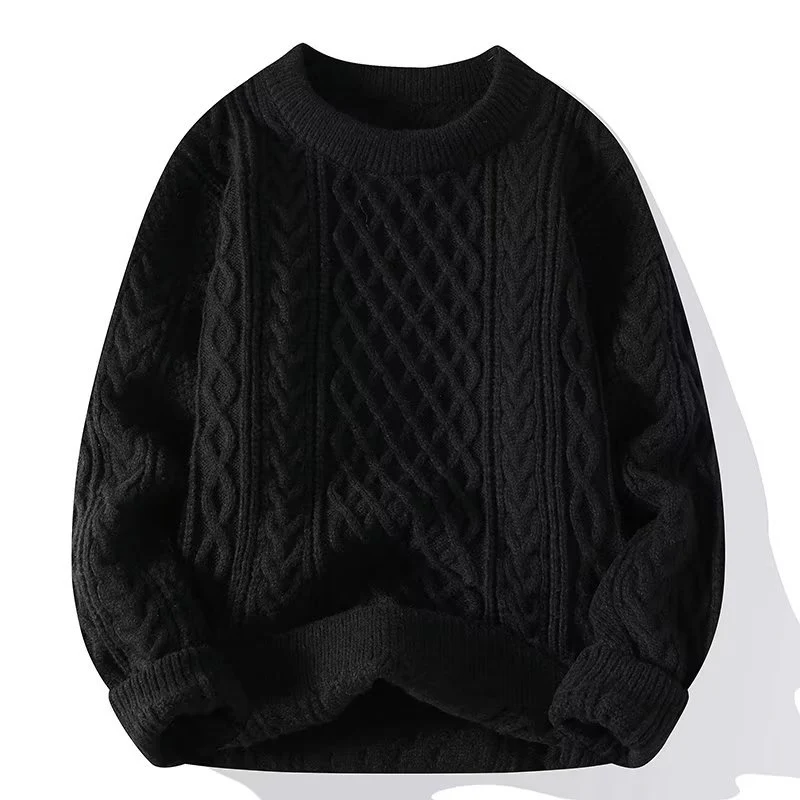 Pull femme – Maille torsadée – Coupe oversize – Col rond côtelé – Chaud en laine