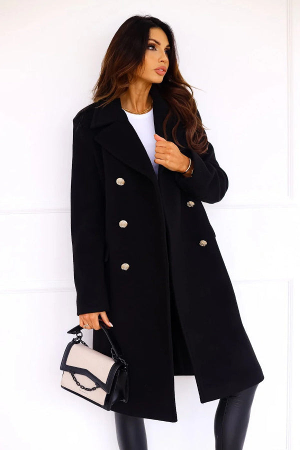 Manteau trench femme – Coupe ajustée – Laine chaude – Double boutonnage élégant