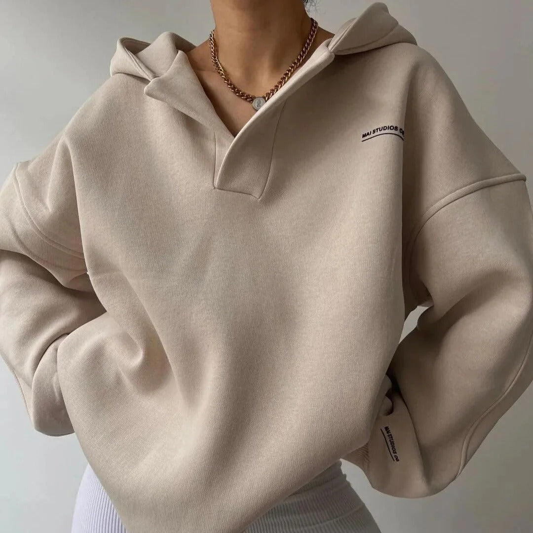 Sweat à capuche femme – Coupe oversize – Épaules tombantes – Mélange coton doux