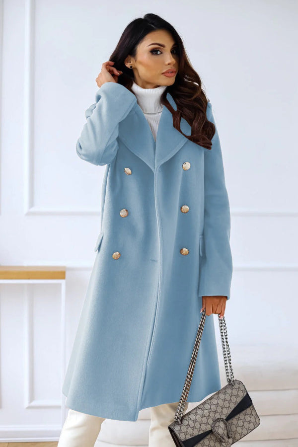 Manteau trench femme – Coupe ajustée – Laine chaude – Double boutonnage élégant