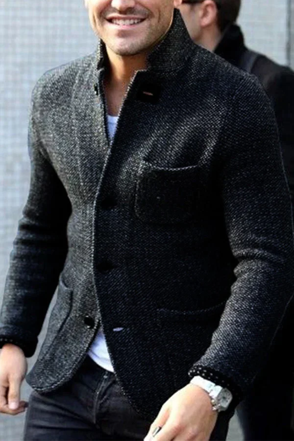 Blazer homme – Coupe slim – Laine texturée – Boutonnage classique – Style formel