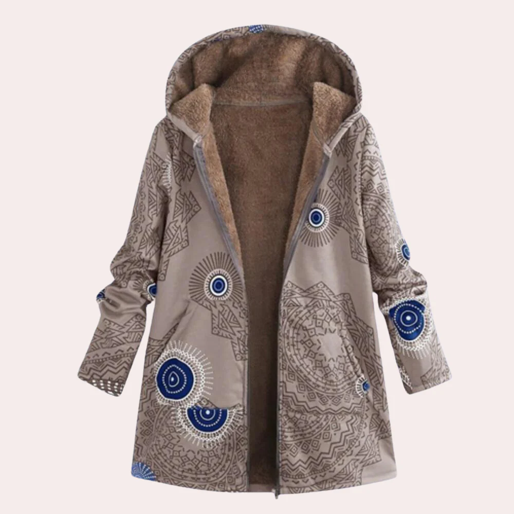 Veste à capuche femme – Coupe décontractée – Doublure peluche – Imprimé fleuri