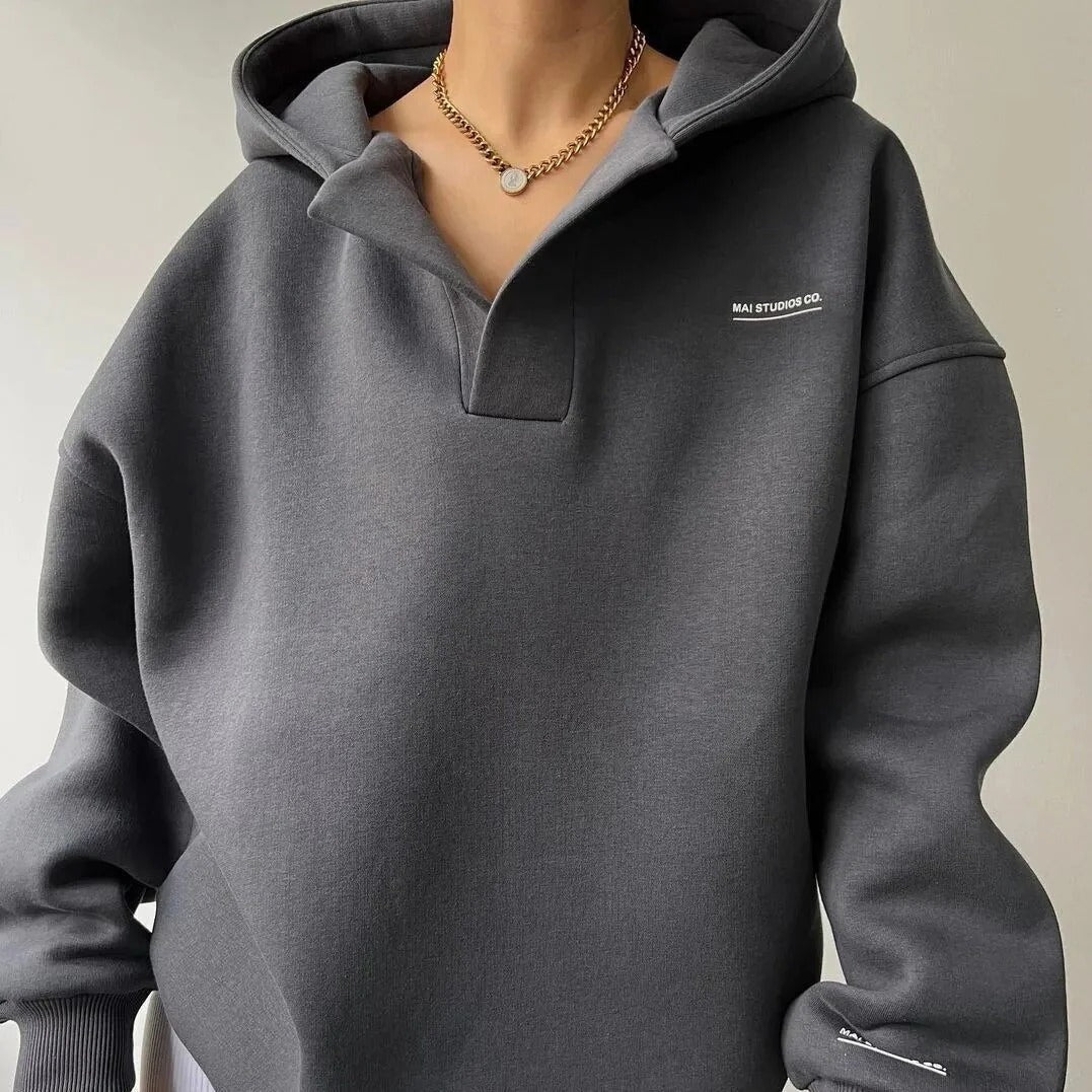 Sweat à capuche femme – Coupe oversize – Épaules tombantes – Mélange coton doux