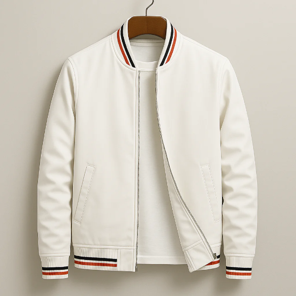 Blouson bomber homme – Coupe droite – Tissu léger – Fermeture zippée – Finition côtelée