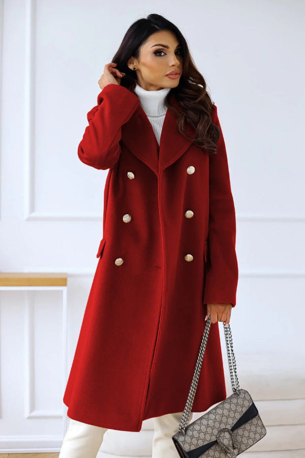 Manteau trench femme – Coupe ajustée – Laine chaude – Double boutonnage élégant