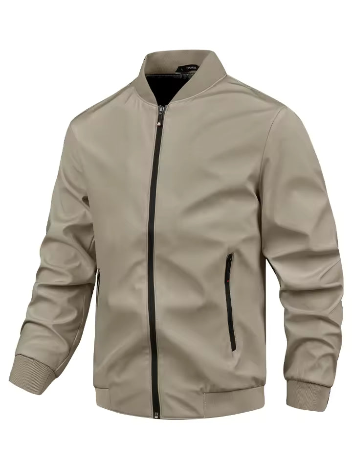 Veste homme coupe droite – Coupe régulière – Col montant – Tissu coupe-vent