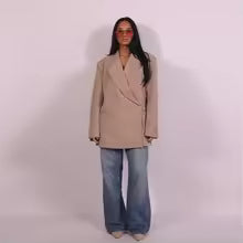 Blazer femme – Coupe oversize – Coton – Manches mi-longues – Col à revers