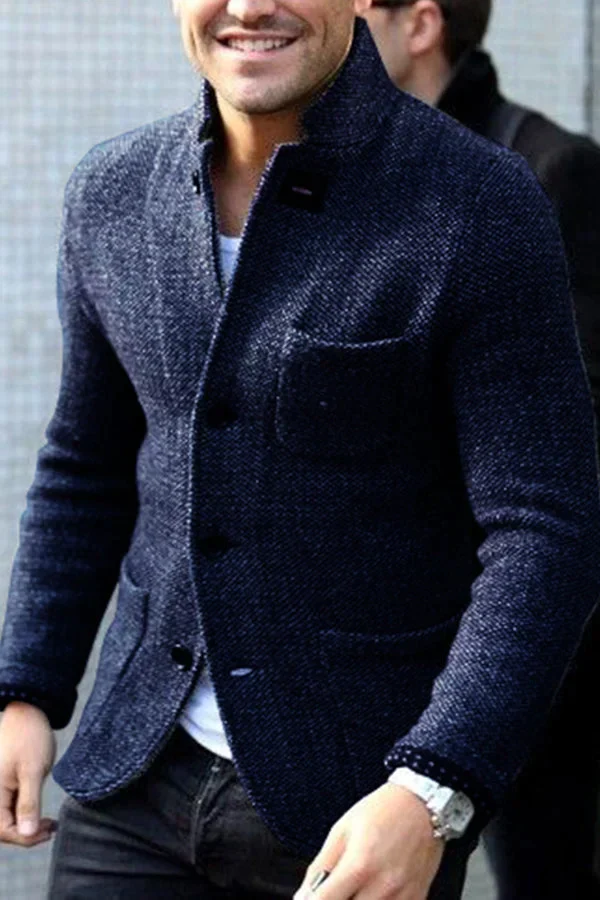 Blazer homme – Coupe slim – Laine texturée – Boutonnage classique – Style formel