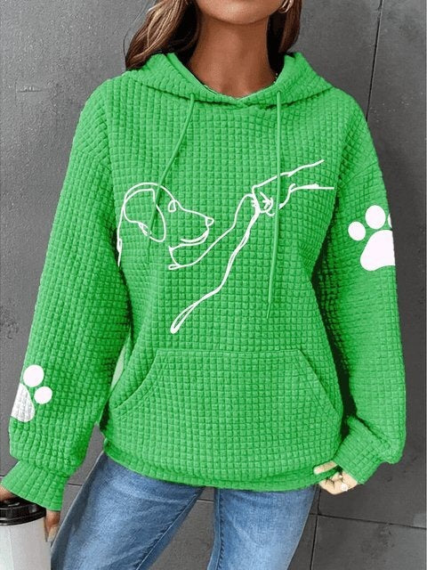 Sweat à capuche femme – Coupe décontractée – Texture matelassée – Motif chien
