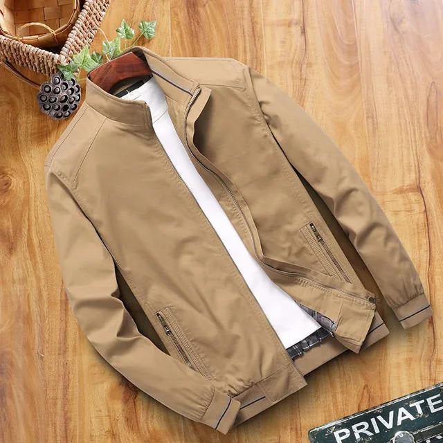 Veste coupe-vent homme – Coupe slim – Col montant – Poches zippées – Bords côtelés