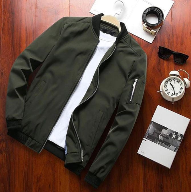 Blouson bomber homme – Coupe classique – Tissu déperlant – Poche zippée manche