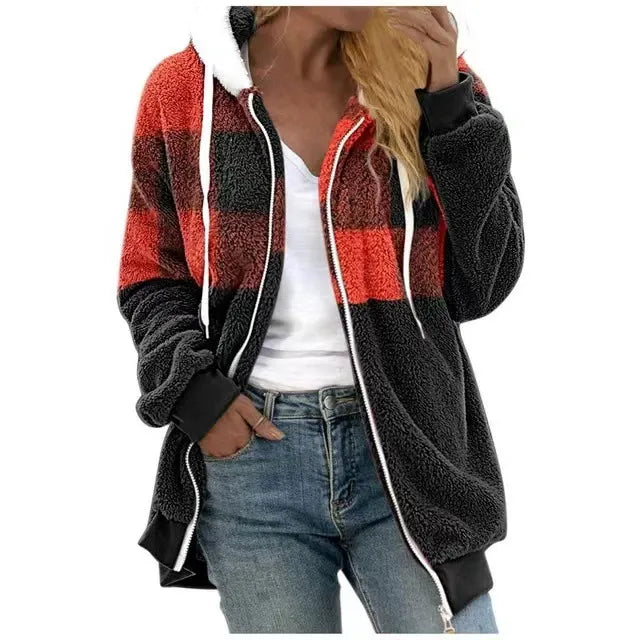 Veste sweat à capuche femme – Fleece doux – Coupe oversized – Fermeture zippée