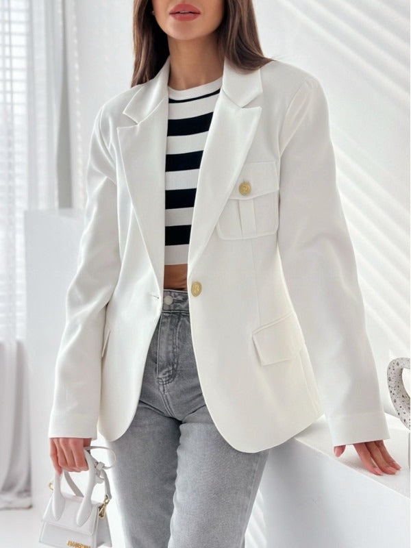 Blazer femme – Coupe cintrée – Double boutonnage – Col à revers – Manches longues