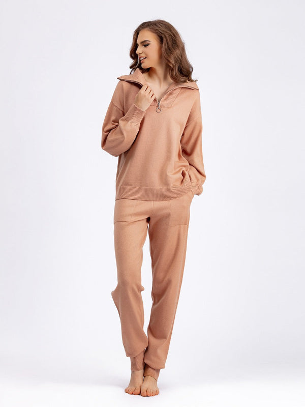 Femme Ensemble Deux Pièces - Maille Fine - Coupe Décontractée - Manches Bouffantes