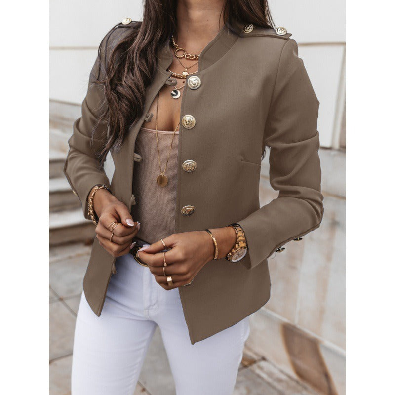 Blazer femme – Coupe slim – Épaules structurées – Double boutonnage – Coton