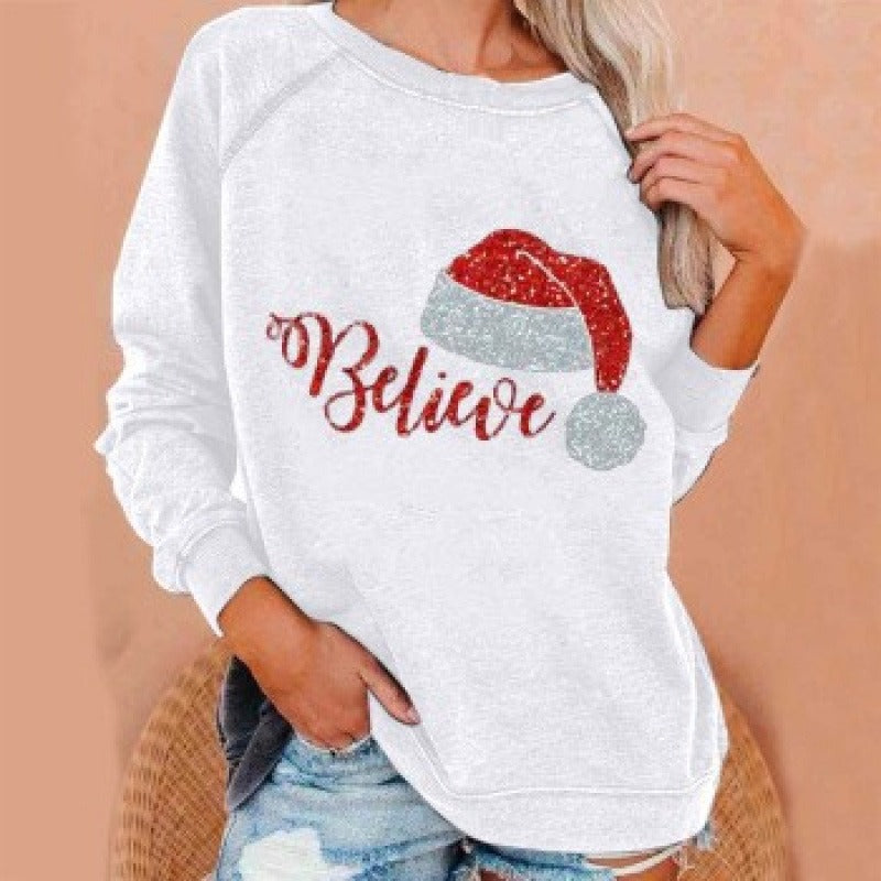 Femme Sweatshirt - Coton - Col Rond - Manches Raglan Longues