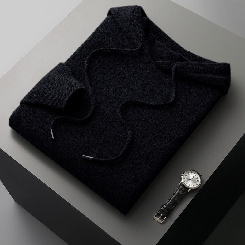 Sweat à capuche homme – Maille laine – Coupe décontractée – Finitions côtelées