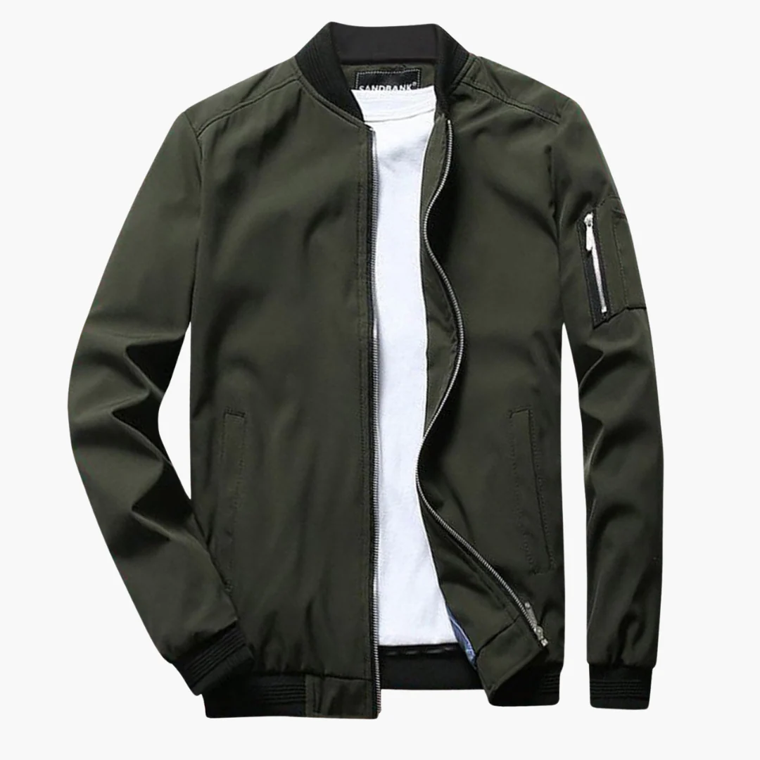 Blouson Homme – Coupe Régulière – Finition Côtelée – Poche Manche Zippée – Style Décontracté