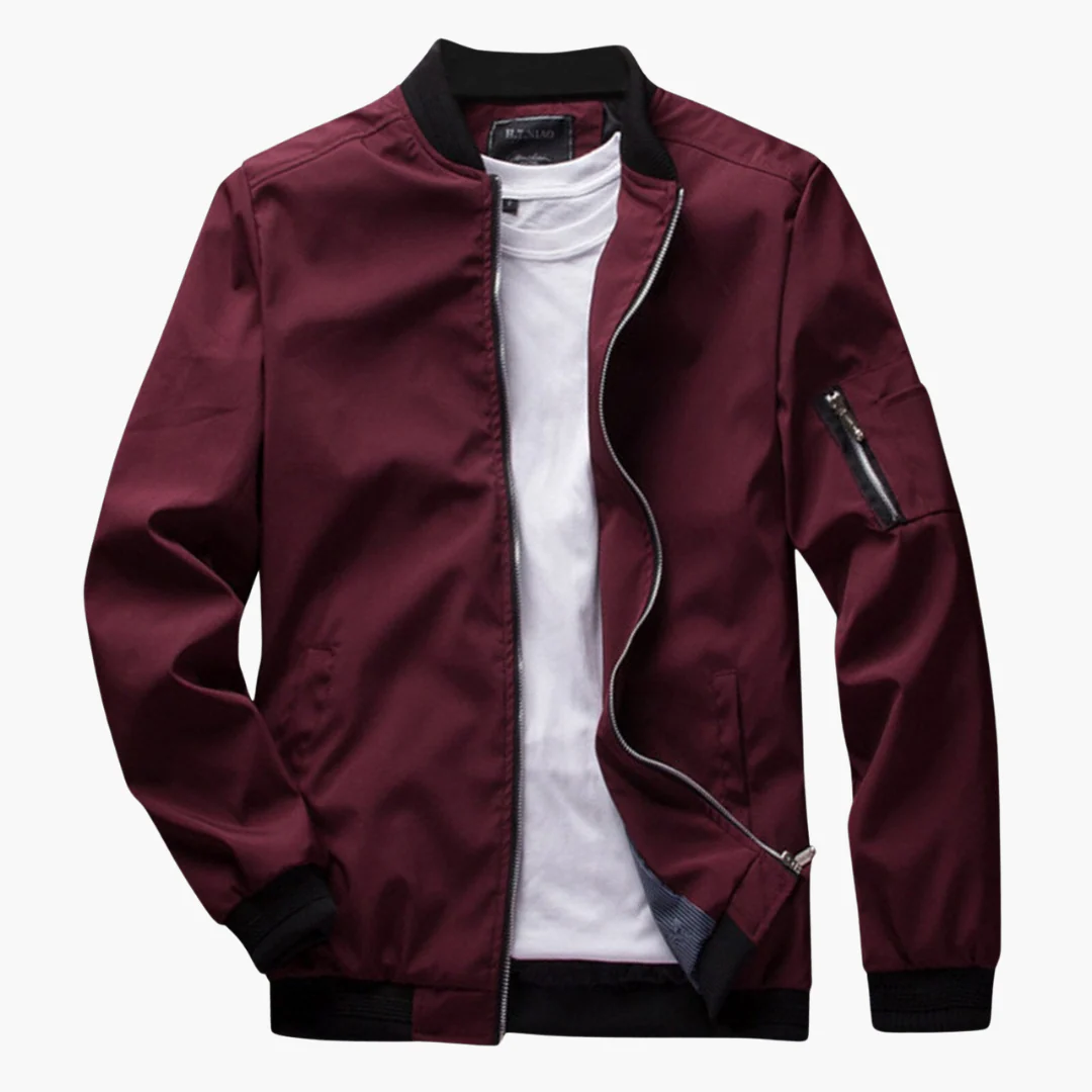 Blouson Homme – Coupe Régulière – Finition Côtelée – Poche Manche Zippée – Style Décontracté