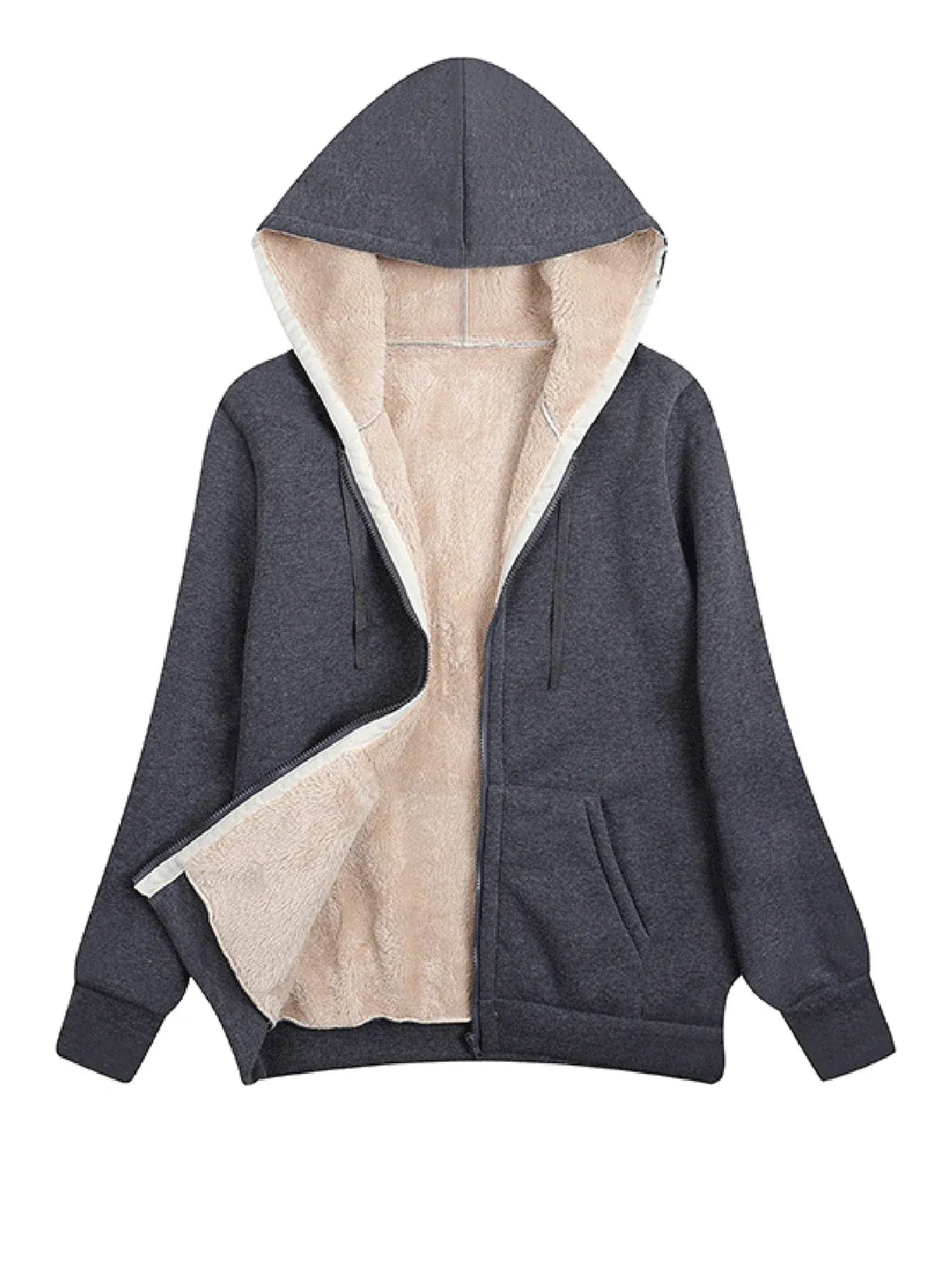Veste polaire femme – Coupe décontractée – Doublure chaude – Capuche à cordon