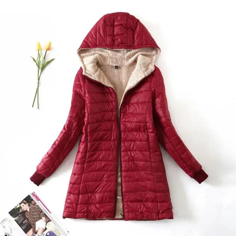 Veste matelassée femme – Coupe droite – Capuche – Doublée polaire – Déperlante