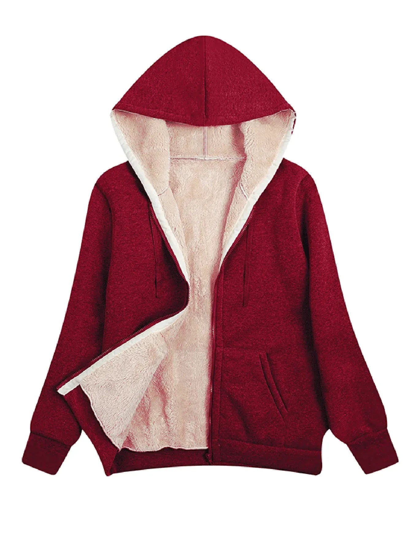 Veste polaire femme – Coupe décontractée – Doublure chaude – Capuche à cordon