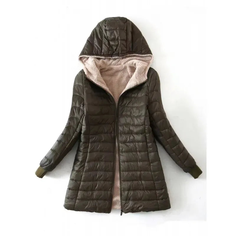 Veste matelassée femme – Coupe droite – Capuche – Doublée polaire – Déperlante