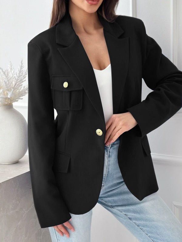 Blazer femme – Coupe cintrée – Double boutonnage – Col à revers – Manches longues