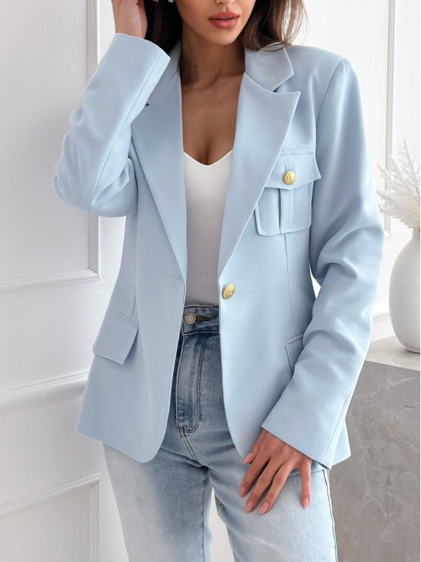 Blazer femme – Coupe cintrée – Double boutonnage – Col à revers – Manches longues