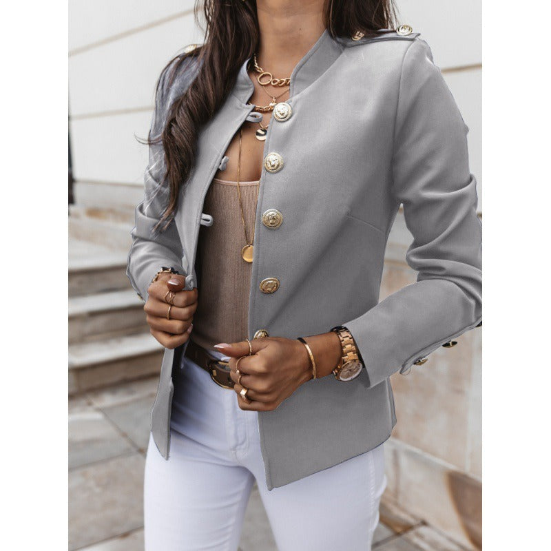 Blazer femme – Coupe slim – Épaules structurées – Double boutonnage – Coton