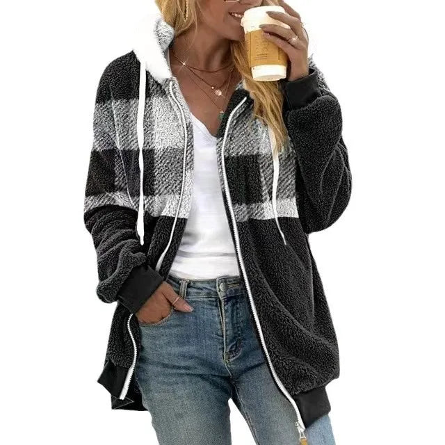 Veste sweat à capuche femme – Fleece doux – Coupe oversized – Fermeture zippée