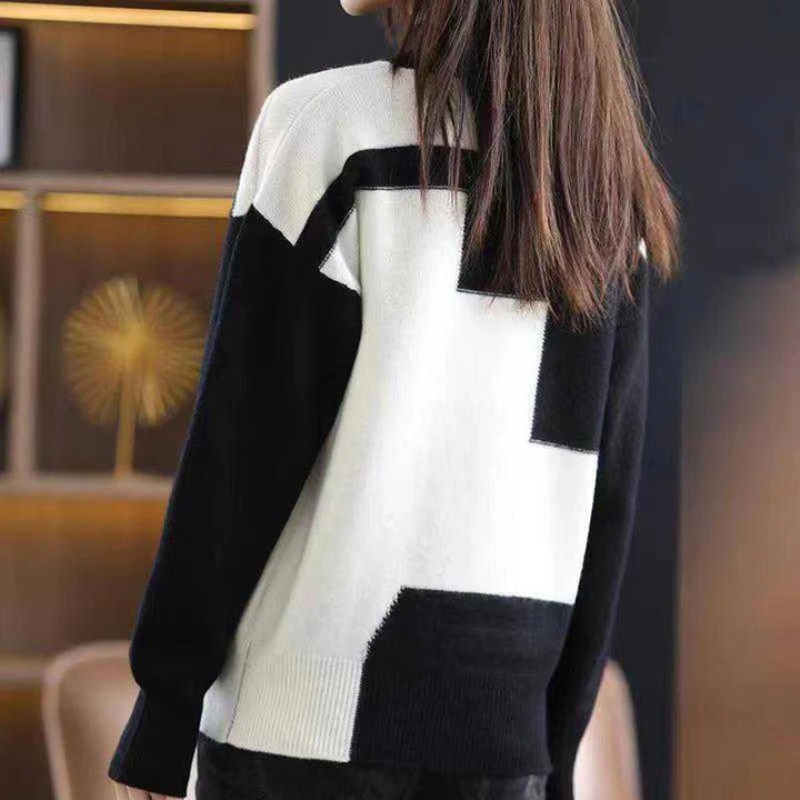 Femme Sweatshirt Pull - Maille Douce - Col Montant - Coupe Décontractée - Manches Longues