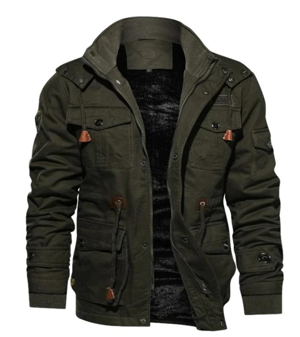 Manteau homme – Coupe droite – Doublure chaude – Col montant – Multi-poches fonctionnelles