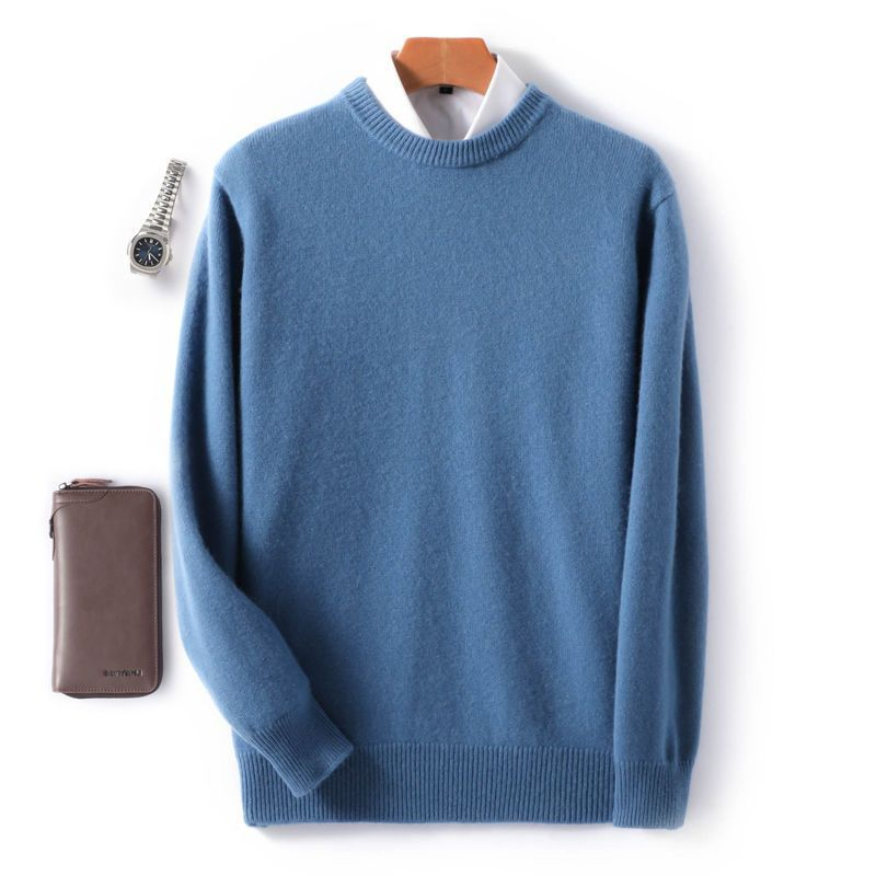 Sweatshirt homme – Laine douce – Coupe décontractée – Col rond côtelé – Design minimal