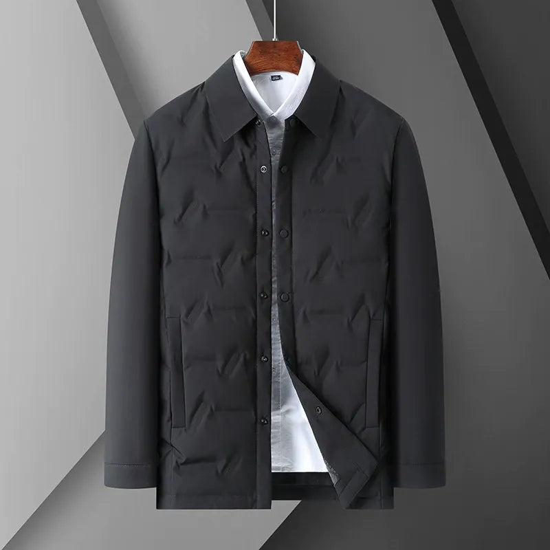 Veste homme – Duvet chaud – Coupe slim – Col chemise – Fermeture boutonnée