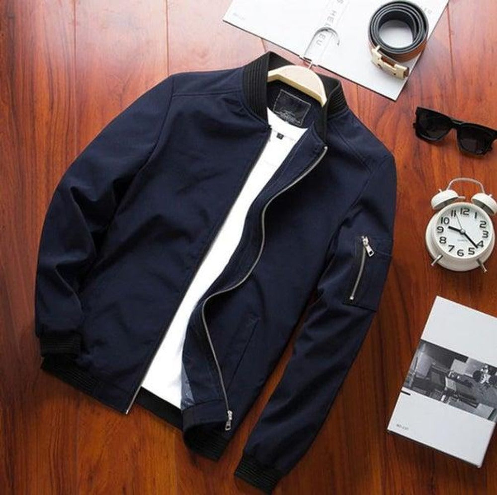 Blouson bomber homme – Coupe classique – Tissu déperlant – Poche zippée manche