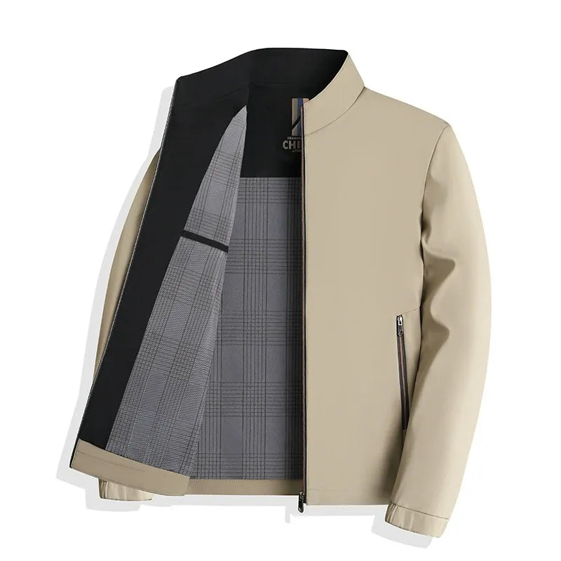 Veste homme – Coupe ajustée – Col montant – Fermeture zippée – Style chic décontracté