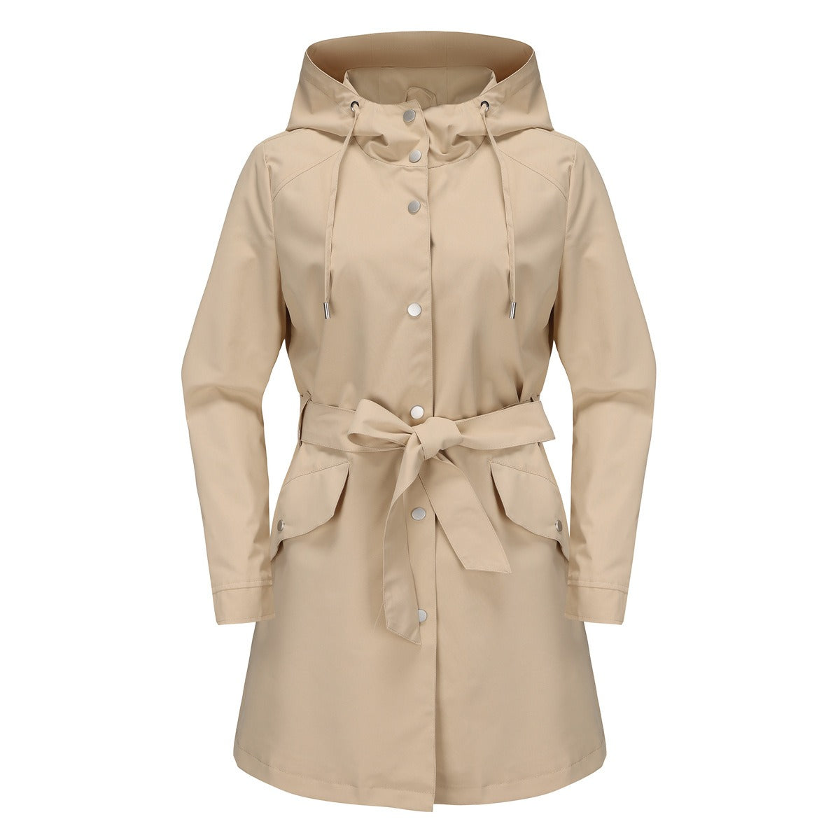 Veste coupe-vent femme – Déperlante – Ceinture ajustable – Capuche à cordon – Coupe décontractée