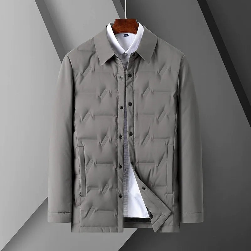 Veste homme – Duvet chaud – Coupe slim – Col chemise – Fermeture boutonnée