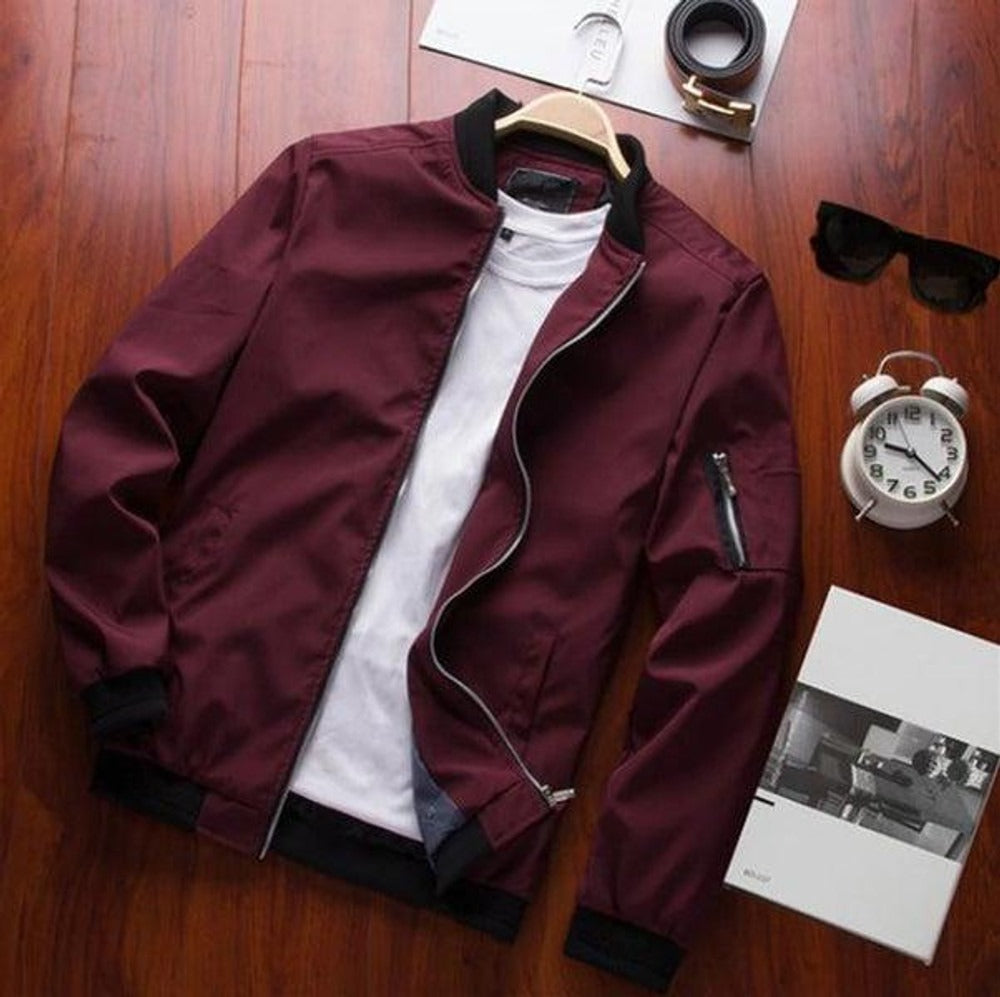 Blouson bomber homme – Coupe classique – Tissu déperlant – Poche zippée manche