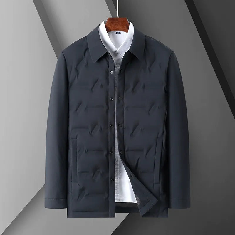 Veste homme – Duvet chaud – Coupe slim – Col chemise – Fermeture boutonnée