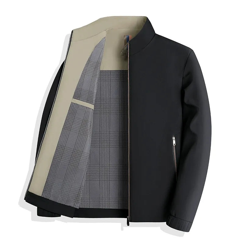 Veste homme – Coupe ajustée – Col montant – Fermeture zippée – Style chic décontracté