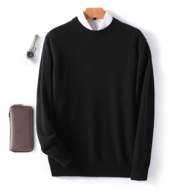 Sweatshirt homme – Laine douce – Coupe décontractée – Col rond côtelé – Design minimal